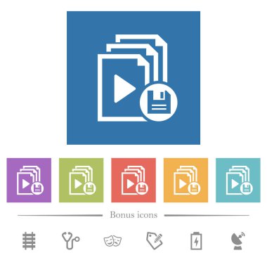 Parça listesini kare arkaplandaki düz beyaz simgelere kaydet. 6 bonus simgesi dahil.