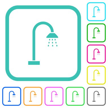 Beyaz arkaplan üzerindeki eğri kenarlıklarda canlı renkli düz simgeler