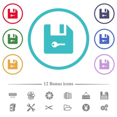 Dosya düz renk simgelerini daire şeklindeki çizgilerle şifrele. 12 bonus simgesi dahil.