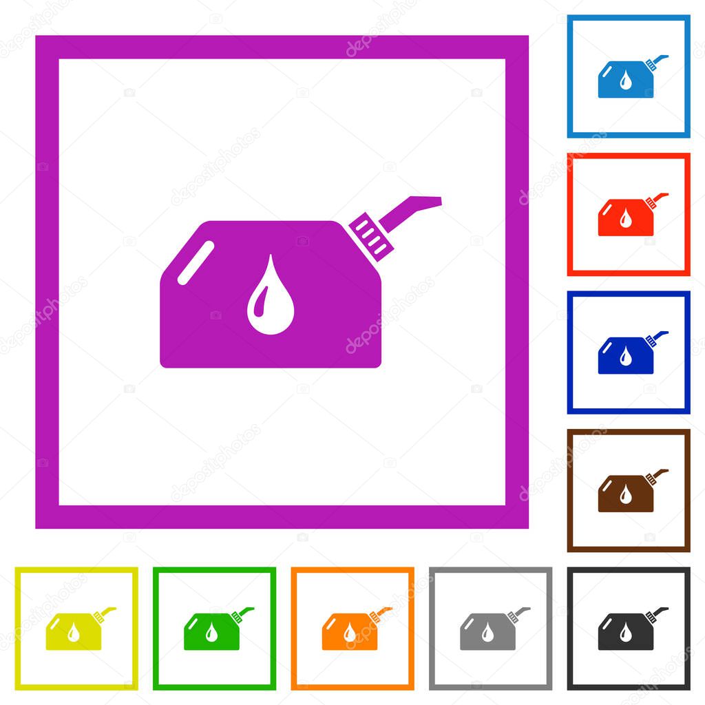 Oiler flat color icons in square frames on white background