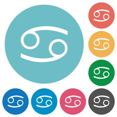 Yuvarlak renkli arkaplanda yassı beyaz simgeler