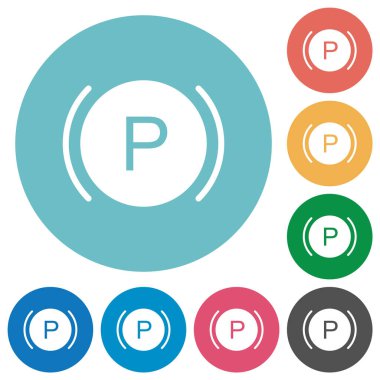 Yuvarlak renk arkaplan üzerinde düz beyaz simgeler