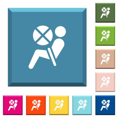 Kenarlı kare düğmelerindeki çeşitli moda renklerdeki hava yastığı gösterge paneli simgeleri pasifleştirildi