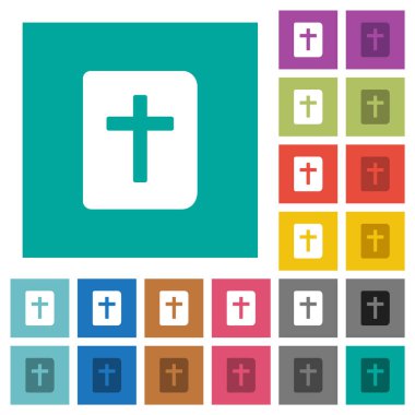 Kutsal İncil, düz arkaplanda çok renkli düz simgeler. Uçan veya etkin efektler için beyaz ve koyu simge varyasyonları.