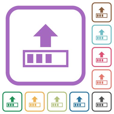 İlerlerken basit simgeleri beyaz arkaplanda renkli yuvarlak kare çerçevelerle yükle