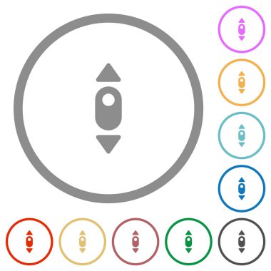 Fare beyaz arkaplanda düz renk simgelerini yuvarlak çizgilerde kaydırır