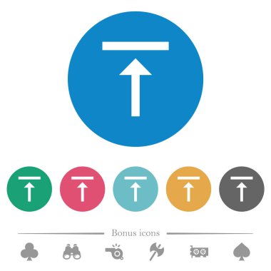 Yuvarlak renkli arka planlarda üst düz beyaz simgeleri dikey hizala. 6 bonus simgesi dahil.