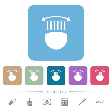 Renkli yuvarlak kare arkaplan üzerinde beyaz yassı ikonlar. 6 bonus simgesi dahil