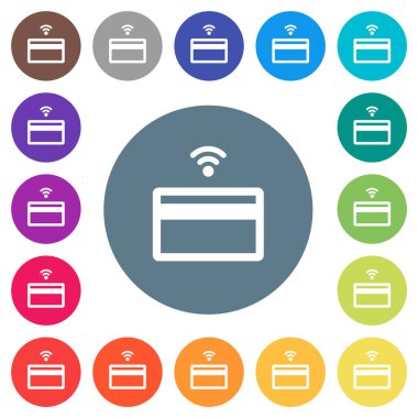 Renkli arka planlarda temassız beyaz simgeler. 17 arkaplan renk varyasyonu dahil.