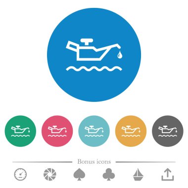 Yağ seviyesi göstergesi yuvarlak renkli arka planda düz beyaz simgeler. 6 bonus simgesi dahil.