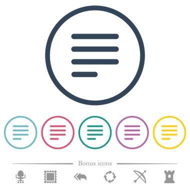 Metin hizalaması son satırın düz renk simgelerini yuvarlak çizgilerde haklı çıkarır. 6 bonus simgesi dahil.