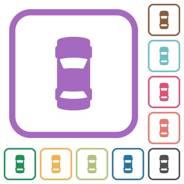 Beyaz arkaplanda renkli yuvarlak kare çerçeveler halinde basit gösterge simgeleri