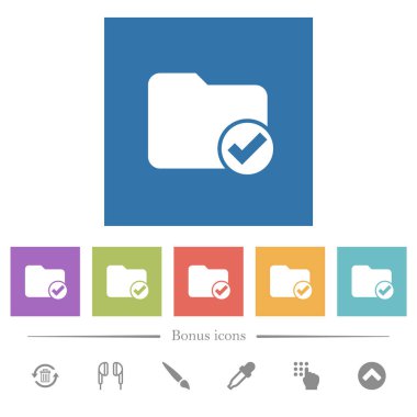 Dizin OK kare arkaplan beyaz simgeleri. 6 bonus simgesi dahil.