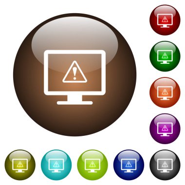 Yuvarlak cam düğmelerde birden fazla renk içeren uyarı beyaz simgelerini göster