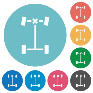 Ön diferansiyel kilit düz beyaz simgeler yuvarlak renk arkaplan