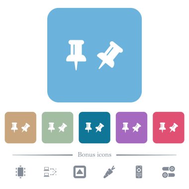 Renkli yuvarlak kare arkaplanlarda beyaz simgeleri aç / kapat. 6 bonus simgesi dahil