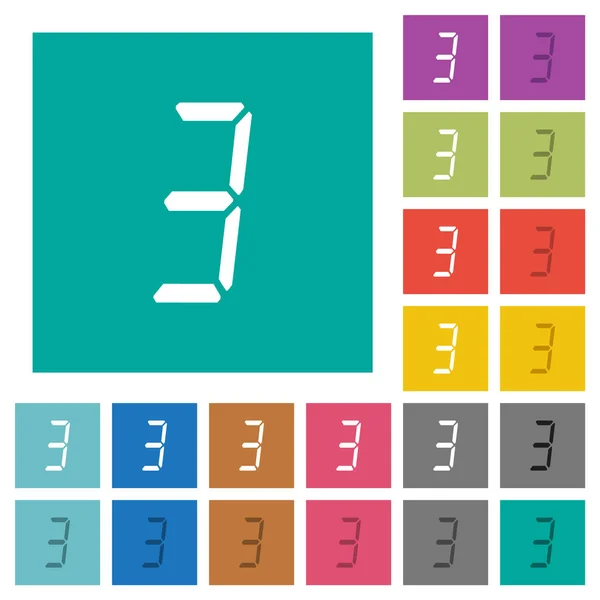 Numérique Numéro Trois Sept Type Segment Multi Icônes Plates Couleur — Image vectorielle