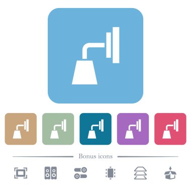 Renkli yuvarlak kare arka planda beyaz duvar lambası simgeleri. 6 bonus simgesi dahil
