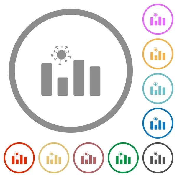 Ковид График Плоские Иконки Цвета Круглых Контурах Белом Фоне — стоковый вектор