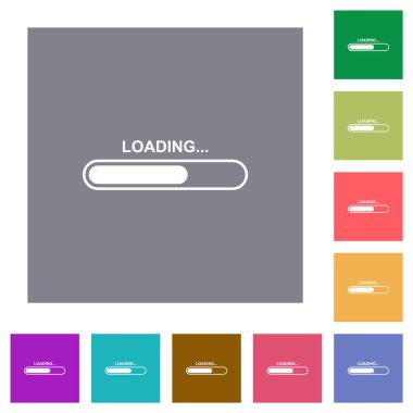 Basit renk kare arkaplanlarına düz simgeler yükleniyor