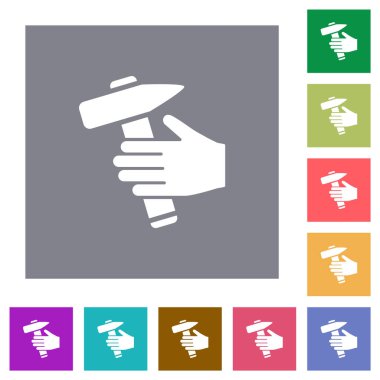 Basit renk kare arkaplan üzerinde elde düz simgeler