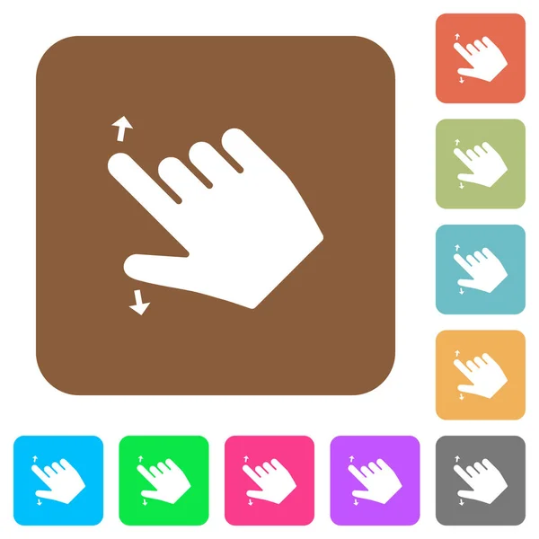 Right Handed Pinch Open Gesture Flat Icons Rounded Square Vivid — Stock Vector