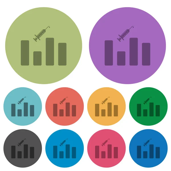 Oltási Grafikon Sötétebb Lapos Ikonok Színes Kerek Háttér — Stock Vector