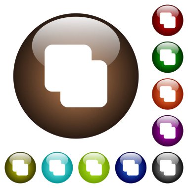 Yuvarlak cam düğmelere farklı renklerde beyaz simgeler ekle