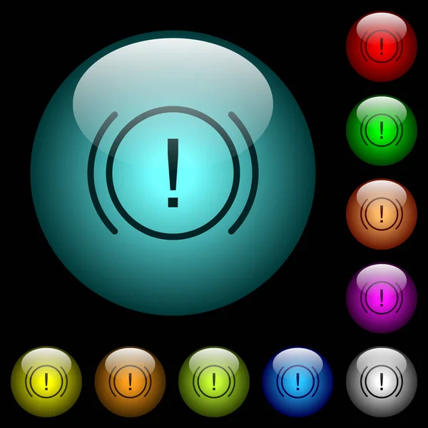 Car Dashboard Handbrake Indicator Icons Color Illuminated Spherical Glass Buttons — Stockvector