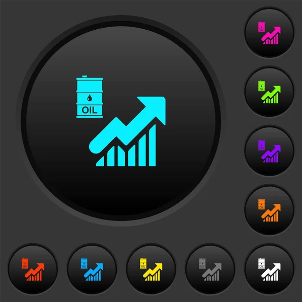 Oil Trade Graph Pulsanti Scuri Con Icone Colori Vivaci Sfondo — Vettoriale Stock