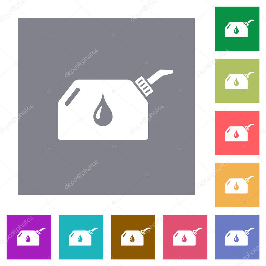 Oiler flat icons on simple color square backgrounds