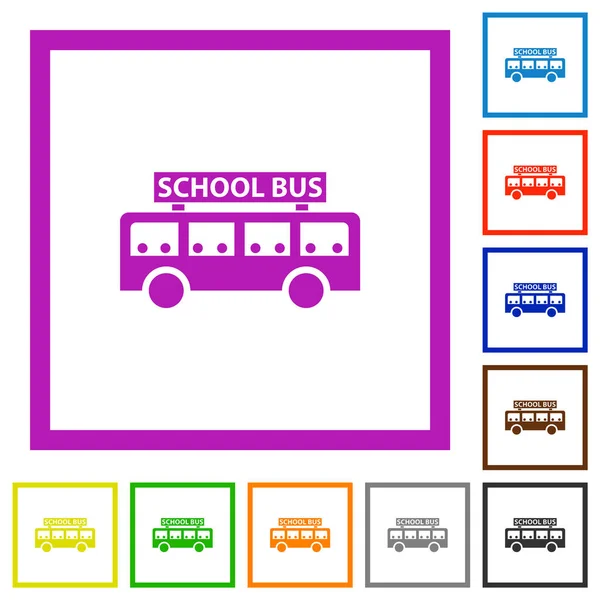 Bus Scolaire Avec Des Passagers Vue Latérale Des Icônes Couleur — Image vectorielle