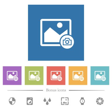 Kare arkaplanda düz beyaz simgeleri yakala. 6 bonus simgesi dahil.