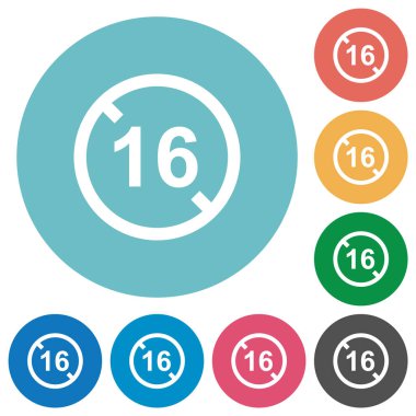 Yuvarlak renk arkaplanında 16 düz beyaz simgenin altına izin verilmiyor