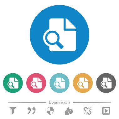 Yuvarlak renkli arkaplanda düz beyaz simgeleri önizle. 6 bonus simgesi dahil.