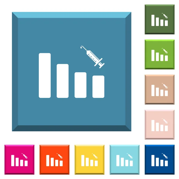 Gráfico Vacunación Iconos Blancos Botones Cuadrados Con Bordes Varios Colores — Archivo Imágenes Vectoriales