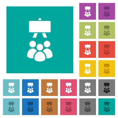 Düz arkaplan üzerinde çok renkli düz simgeler olan sınıflar. Uçan veya etkin efektler için beyaz ve koyu simge varyasyonları.