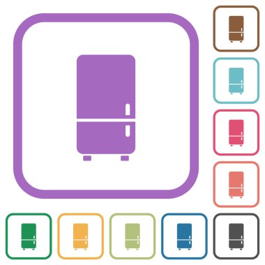 Buzdolabı basit simgeleri beyaz arkaplanda yuvarlak kare çerçeveler