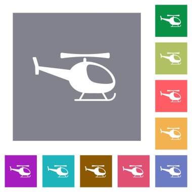 Basit renk kare arkaplan üzerindeki helikopter düz simgeleri