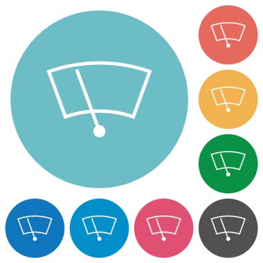 Ön cam sileceği yuvarlak renk arkaplanında düz beyaz simgeler