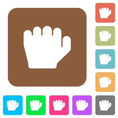 Sol elle, yuvarlak kare renkli arkaplanda düz jest simgeleri yakala.