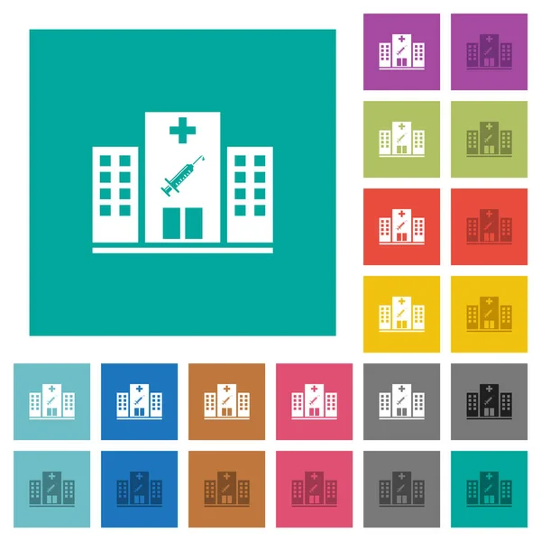 Vaccinatie Station Multi Gekleurde Platte Pictogrammen Effen Vierkante Achtergronden Inclusief — Stockvector
