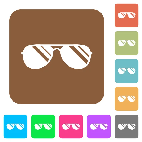 Aviator Sunglasses Glosses Flat Icons Rounded Square Vivid Color Backgrounds — Stock Vector