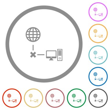 Çevrimdışı bilgisayar düz renk simgeleri beyaz arkaplanda yuvarlak hatlarda