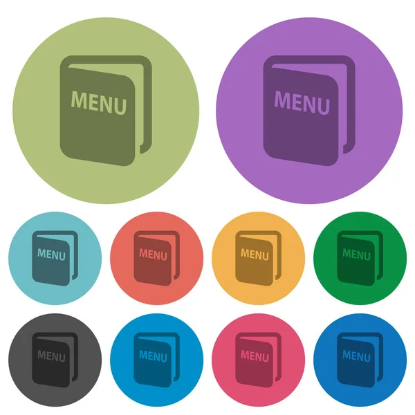 Menu Icônes Plates Sombres Sur Fond Rond Couleur — Image vectorielle