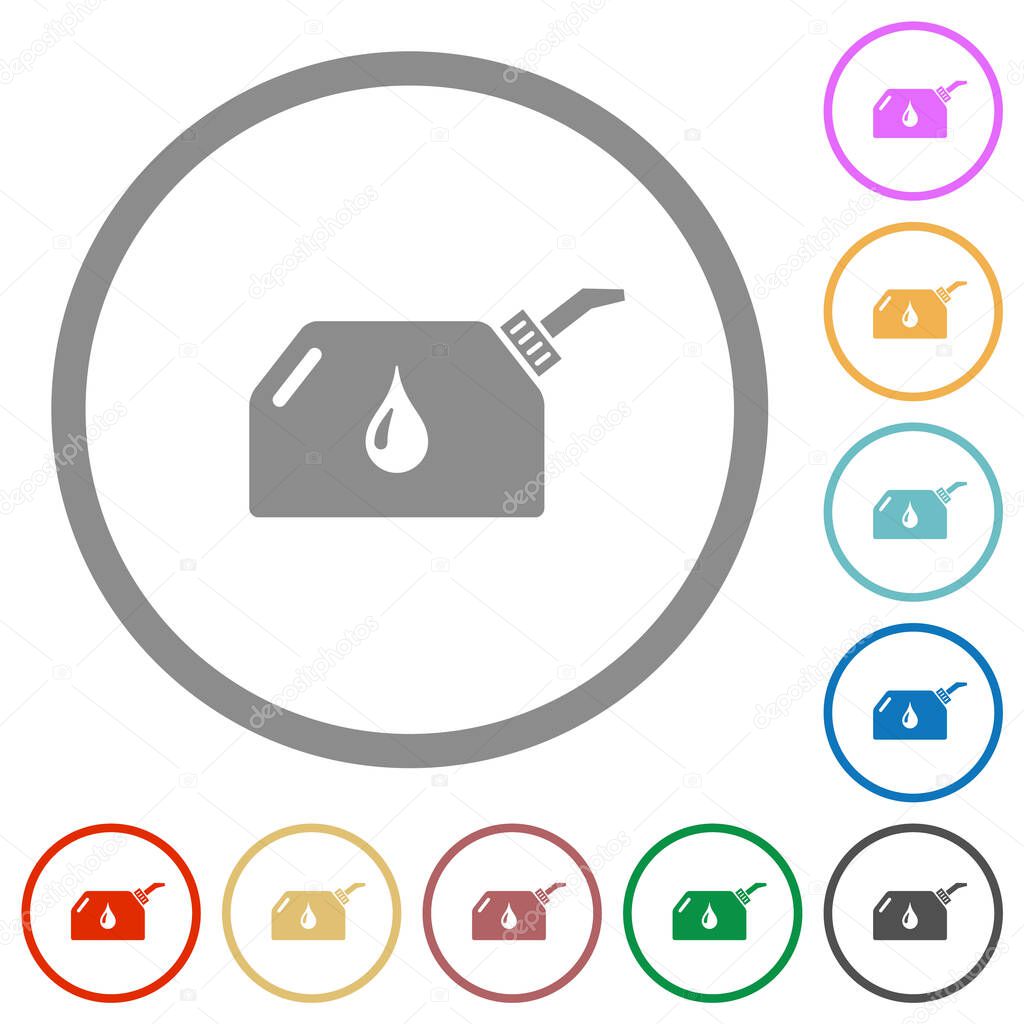 Oiler flat color icons in round outlines on white background