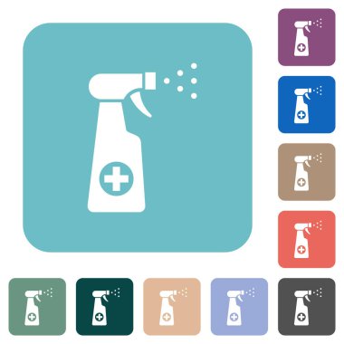 Dezenfeksiyon, yuvarlak kare arkaplan üzerine beyaz yassı simgeler püskürtür