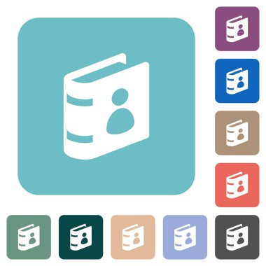 Renkli yuvarlak kare arkaplan üzerinde kullanıcı kılavuzu beyaz düz simgeler