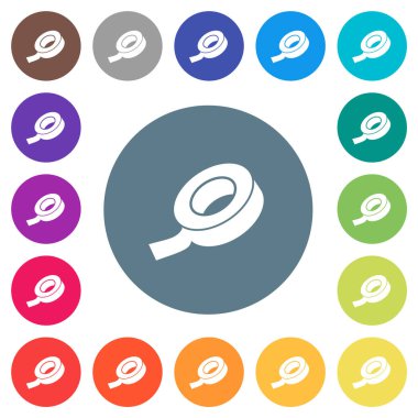 Yuvarlak renkli arka planlarda düz beyaz simgeler izole ediliyor. 17 arkaplan renk varyasyonu dahil.