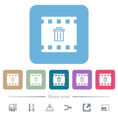 Renkli yuvarlak kare arkaplan üzerine beyaz simgeleri sil. 6 bonus simgesi dahil